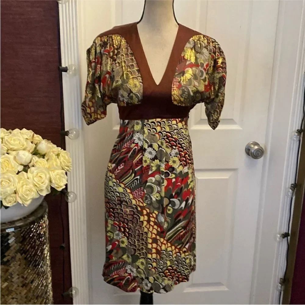 Just Cavalli Multicolor V-Neck Women Dress, XS